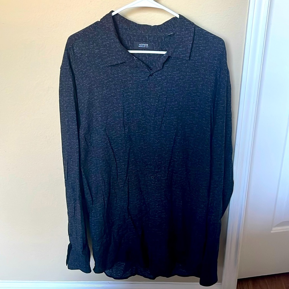 ALFANI Black Casual Button Down Shirt